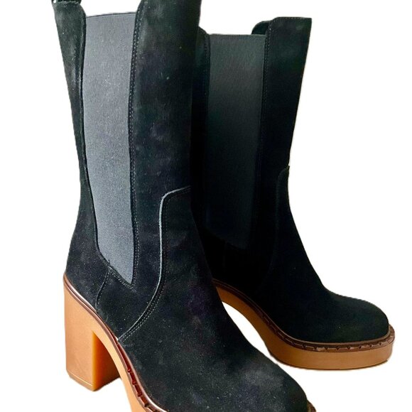 Nila & Nila Suede Platform Ankle Boots Black Made in Italy Size 38 - Picture 1 of 10